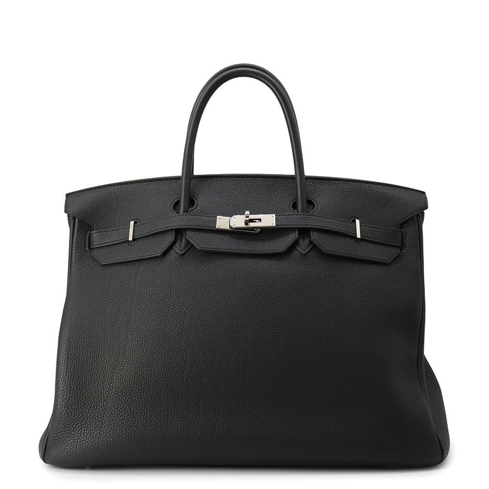 エルメス バーキン40 ブラック/シルバー金具 トゴ D刻印 HERMES Birkin ハンドバッグ 黒
