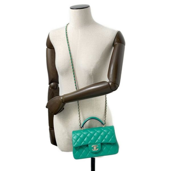 シャネル チェーンショルダーバッグ マトラッセ ココマーク トップハンドル ミニフラップ ラムスキン AS2431 CHANEL バイカラー