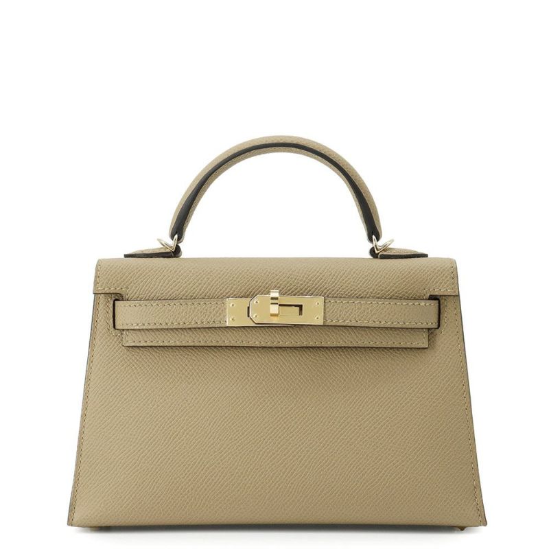 エルメス ハンドバッグ ミニケリー2 外縫い プシエール/シャンパンゴールド金具 エプソン W刻印 2wayショルダー