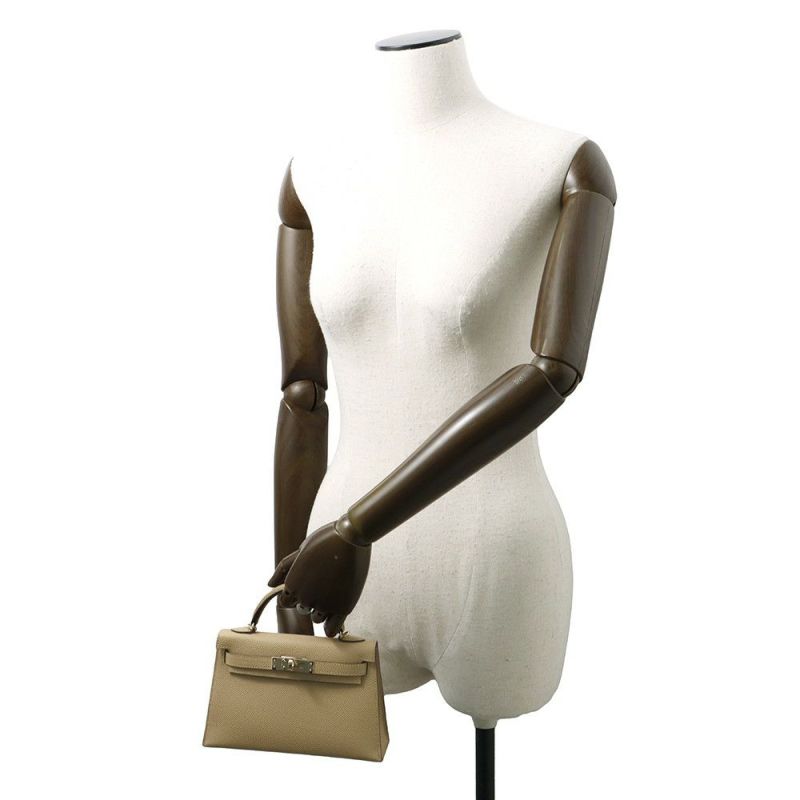 エルメス ハンドバッグ ミニケリー2 外縫い プシエール/シャンパンゴールド金具 エプソン W刻印 2wayショルダー