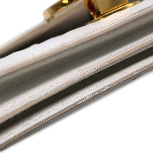 エルメス ショルダーバッグ リングドゥ ホワイト/ゴールド金具 オーストリッチ 〇M刻印 白