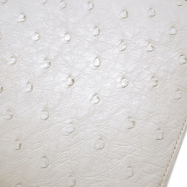 エルメス ショルダーバッグ リングドゥ ホワイト/ゴールド金具 オーストリッチ 〇M刻印 白