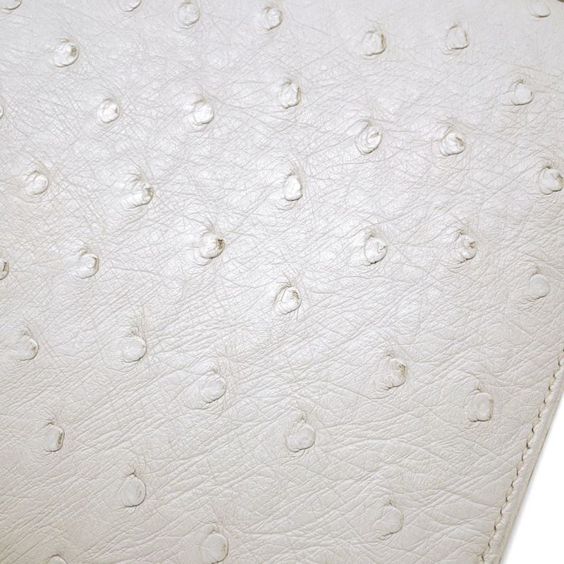 エルメス ショルダーバッグ リングドゥ ホワイト/ゴールド金具 オーストリッチ 〇M刻印 白