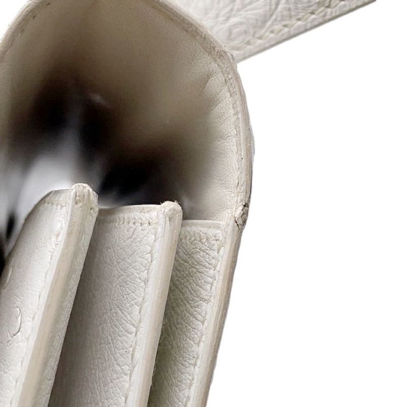 エルメス ショルダーバッグ リングドゥ ホワイト/ゴールド金具 オーストリッチ 〇M刻印 白