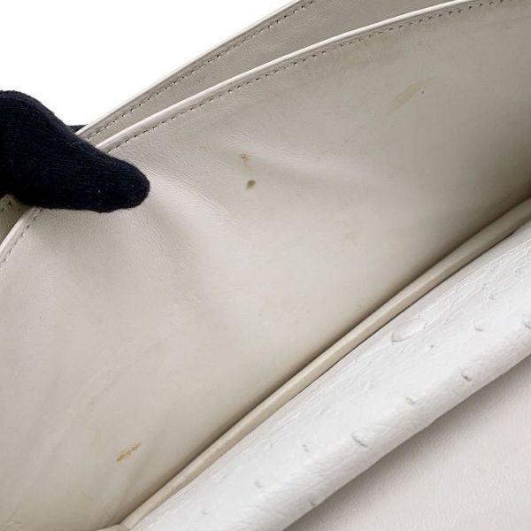 エルメス ショルダーバッグ リングドゥ ホワイト/ゴールド金具 オーストリッチ 〇M刻印 白