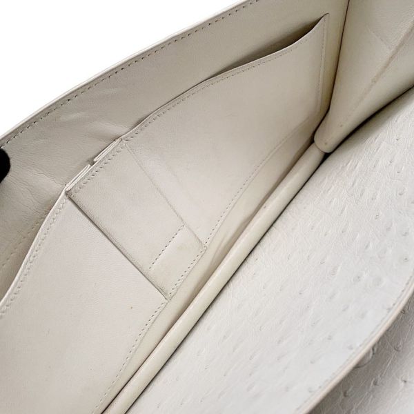 エルメス ショルダーバッグ リングドゥ ホワイト/ゴールド金具 オーストリッチ 〇M刻印 白