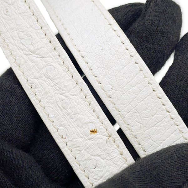 エルメス ショルダーバッグ リングドゥ ホワイト/ゴールド金具 オーストリッチ 〇M刻印 白