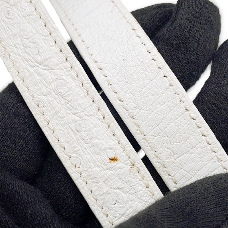 エルメス ショルダーバッグ リングドゥ ホワイト/ゴールド金具 オーストリッチ 〇M刻印 白