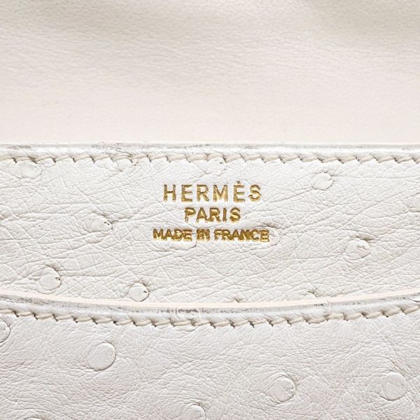エルメス ショルダーバッグ リングドゥ ホワイト/ゴールド金具 オーストリッチ 〇M刻印 白
