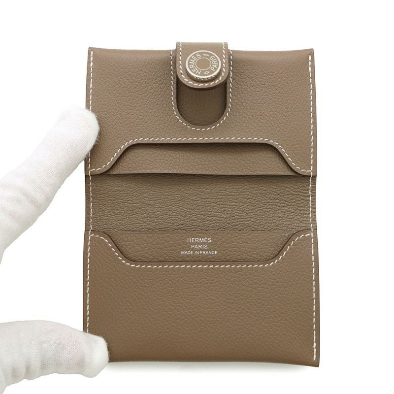 エルメス カードケース RMS RMS エトゥープ/シルバー金具 エバーカラー K刻印 HERMES 名刺入れ
