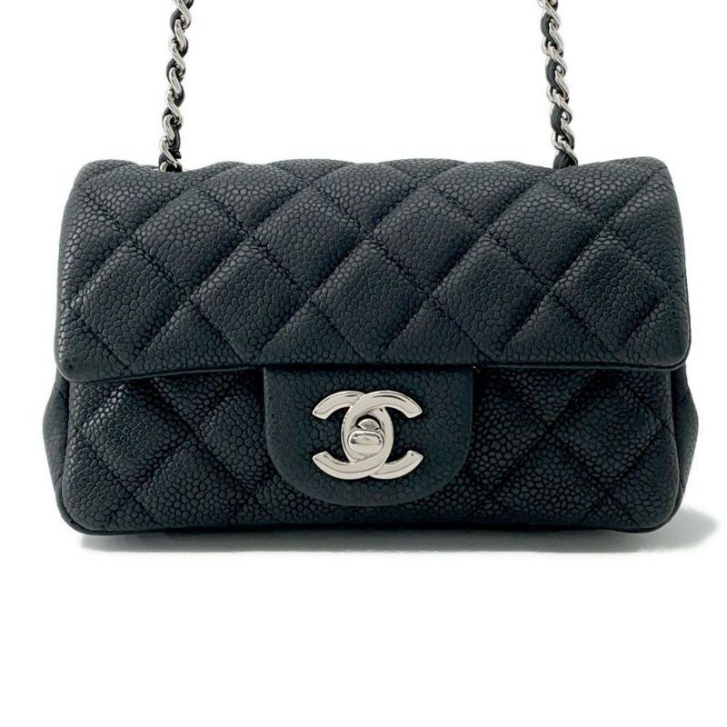 シャネル チェーンショルダーバッグ ココマーク エクストラ ミニマトラッセ マットキャビアスキンA65050 CHANEL 黒