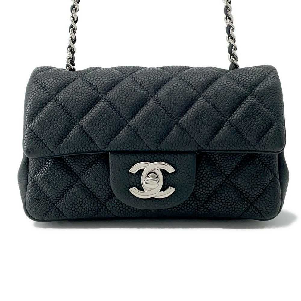 シャネル チェーンショルダーバッグ ココマーク エクストラ ミニマトラッセ マットキャビアスキンA65050 CHANEL 黒