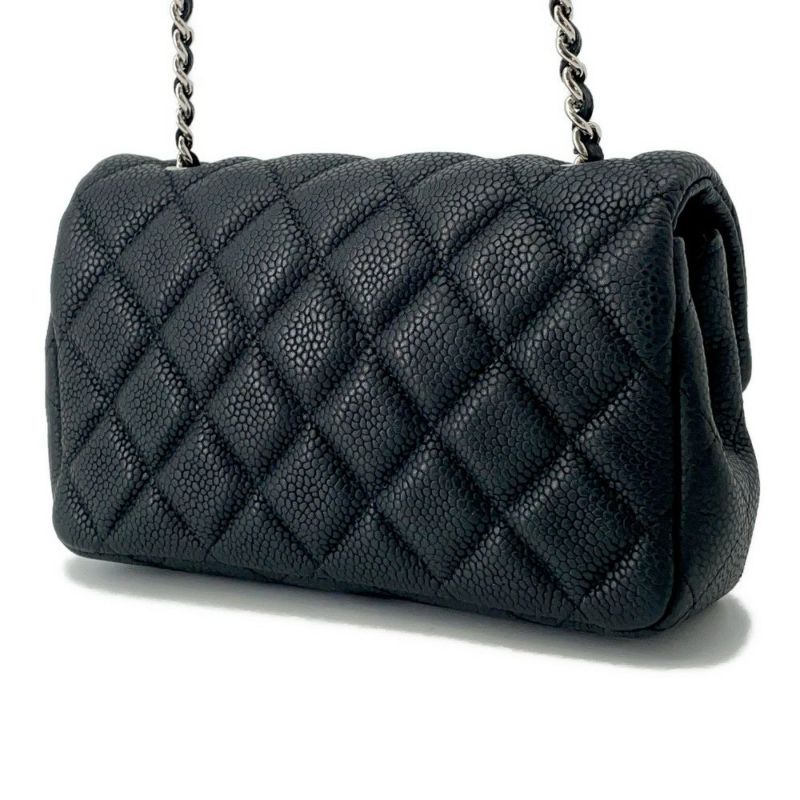 シャネル チェーンショルダーバッグ ココマーク エクストラ ミニマトラッセ マットキャビアスキンA65050 CHANEL 黒
