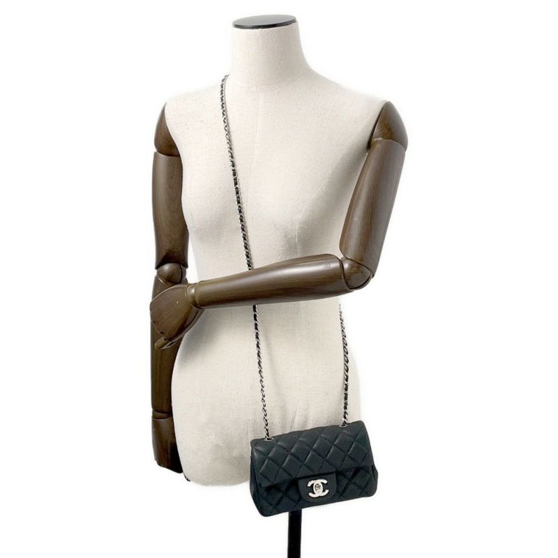 シャネル チェーンショルダーバッグ ココマーク エクストラ ミニマトラッセ マットキャビアスキンA65050 CHANEL 黒