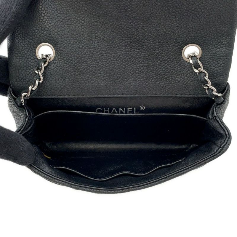 シャネル チェーンショルダーバッグ ココマーク エクストラ ミニマトラッセ マットキャビアスキンA65050 CHANEL 黒