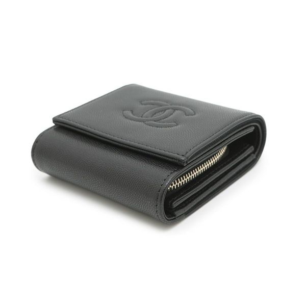 シャネル 二つ折り財布 ココマーク スモール フラップ ウォレット キャビアスキン AP4709 CHANEL 黒