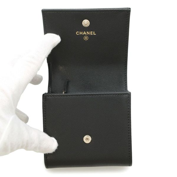 シャネル 二つ折り財布 ココマーク スモール フラップ ウォレット キャビアスキン AP4709 CHANEL 黒