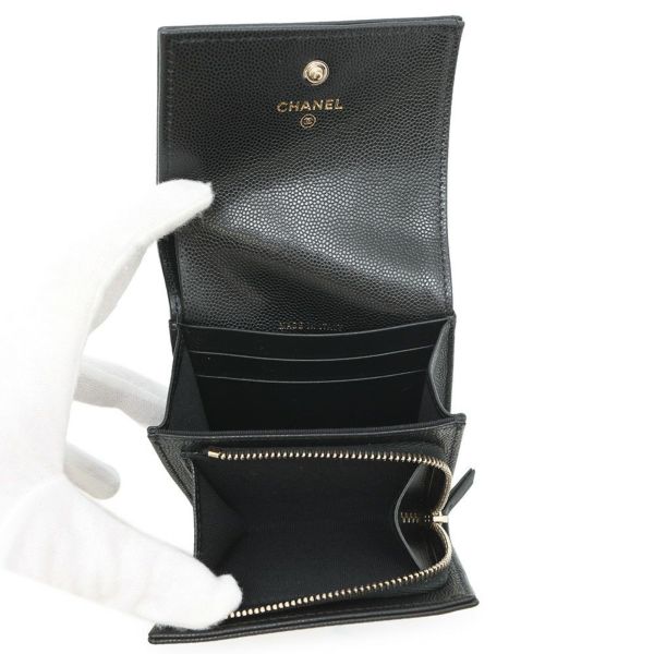 シャネル 二つ折り財布 ココマーク スモール フラップ ウォレット キャビアスキン AP4709 CHANEL 黒