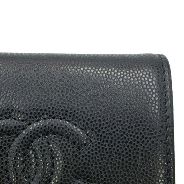 シャネル 二つ折り財布 ココマーク スモール フラップ ウォレット キャビアスキン AP4709 CHANEL 黒