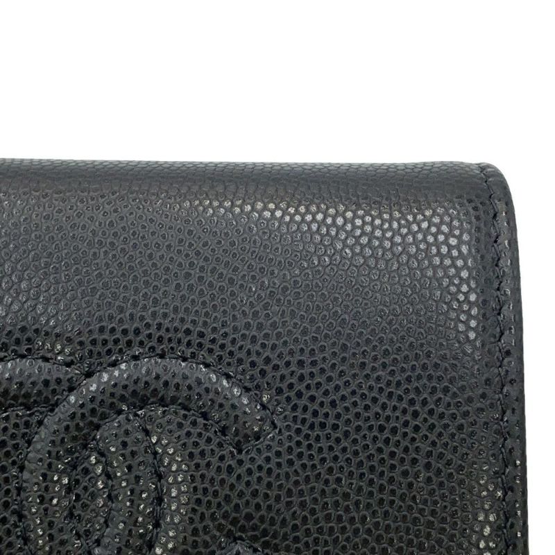 シャネル 二つ折り財布 ココマーク スモール フラップ ウォレット キャビアスキン AP4709 CHANEL 黒
