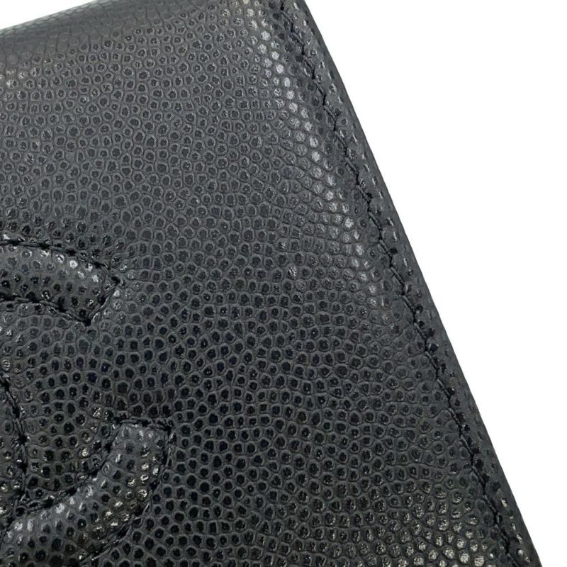 シャネル 二つ折り財布 ココマーク スモール フラップ ウォレット キャビアスキン AP4709 CHANEL 黒