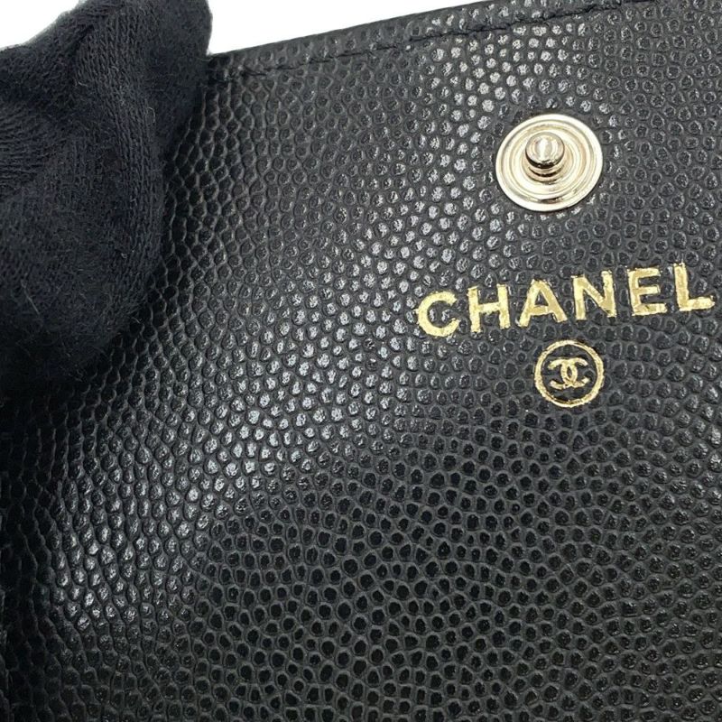 シャネル 二つ折り財布 ココマーク スモール フラップ ウォレット キャビアスキン AP4709 CHANEL 黒