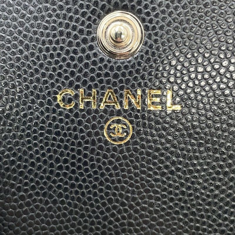 シャネル 二つ折り財布 ココマーク スモール フラップ ウォレット キャビアスキン AP4709 CHANEL 黒