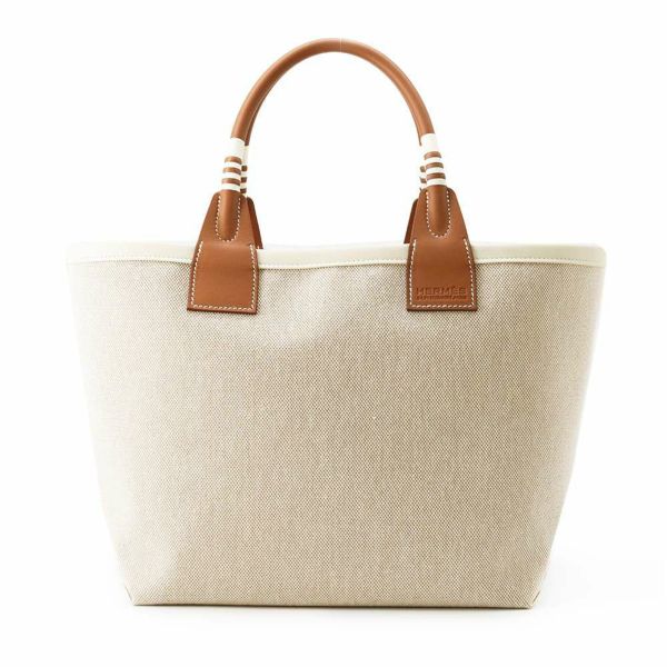 エルメス スティープル25 ゴールド/エクリュ/シルバー金具 トワルアッシュ/スイフト U刻印 チャーム付き