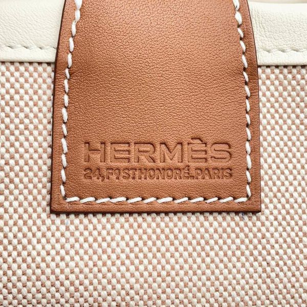 エルメス スティープル25 ゴールド/エクリュ/シルバー金具 トワルアッシュ/スイフト U刻印 チャーム付き