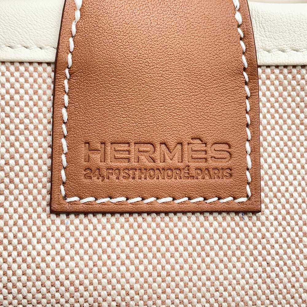 エルメス スティープル25 ゴールド/エクリュ/シルバー金具 トワルアッシュ/スイフト U刻印 チャーム付き