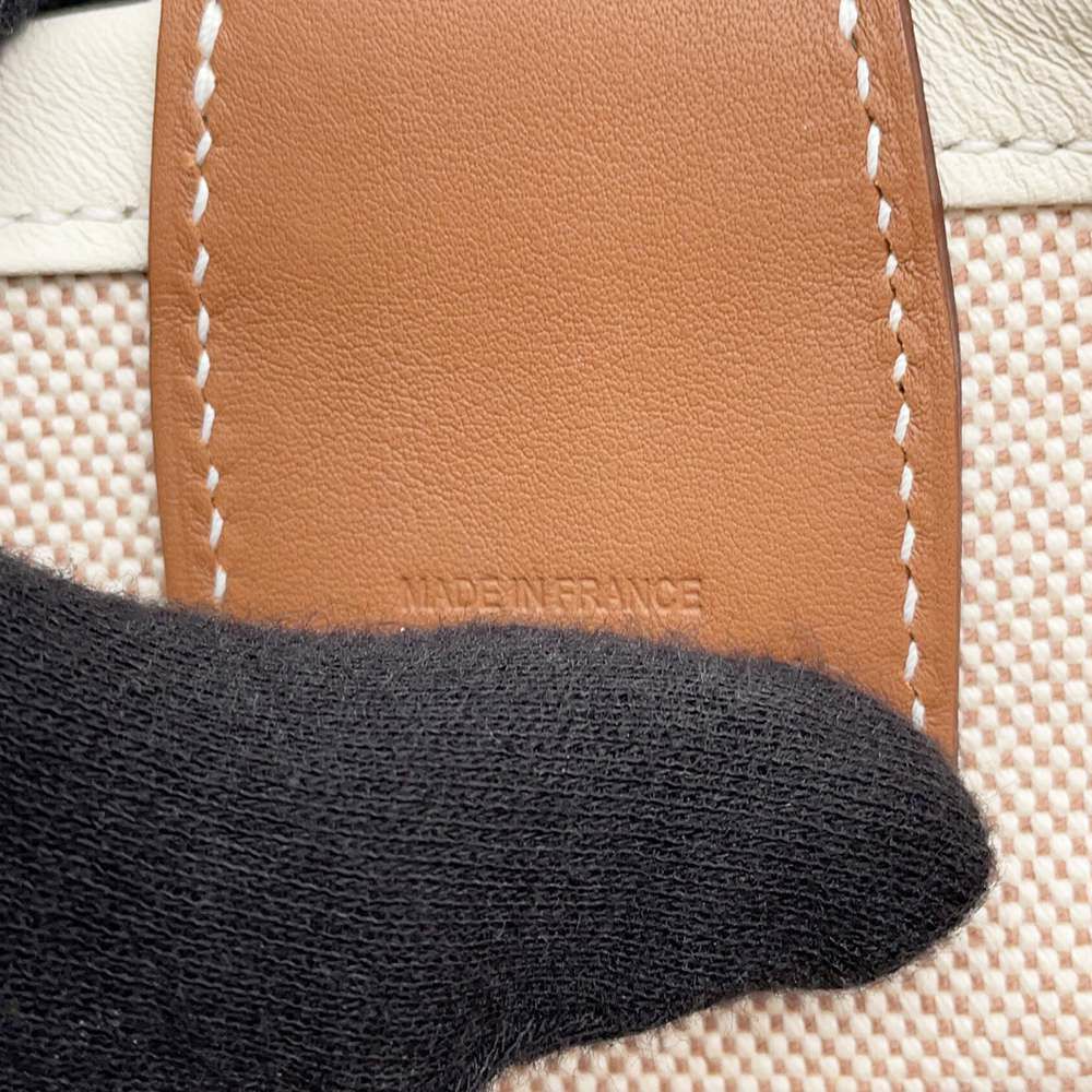 エルメス スティープル25 ゴールド/エクリュ/シルバー金具 トワルアッシュ/スイフト U刻印 チャーム付き