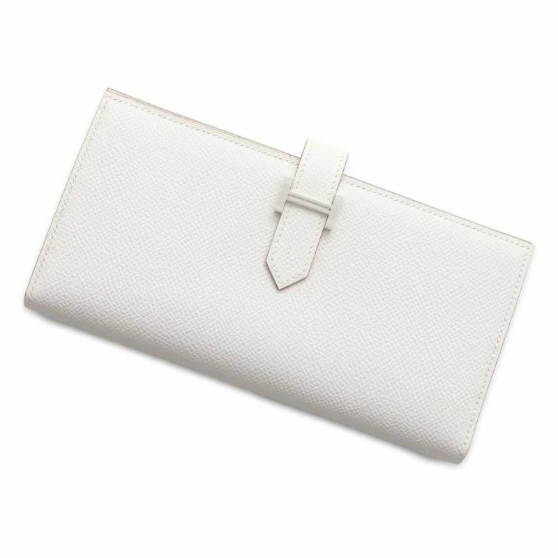 エルメス 長財布 ベアンスフレ マチ有り グリスペール/シルバー金具 ヴォーエプソン B刻印 HERMES 財布