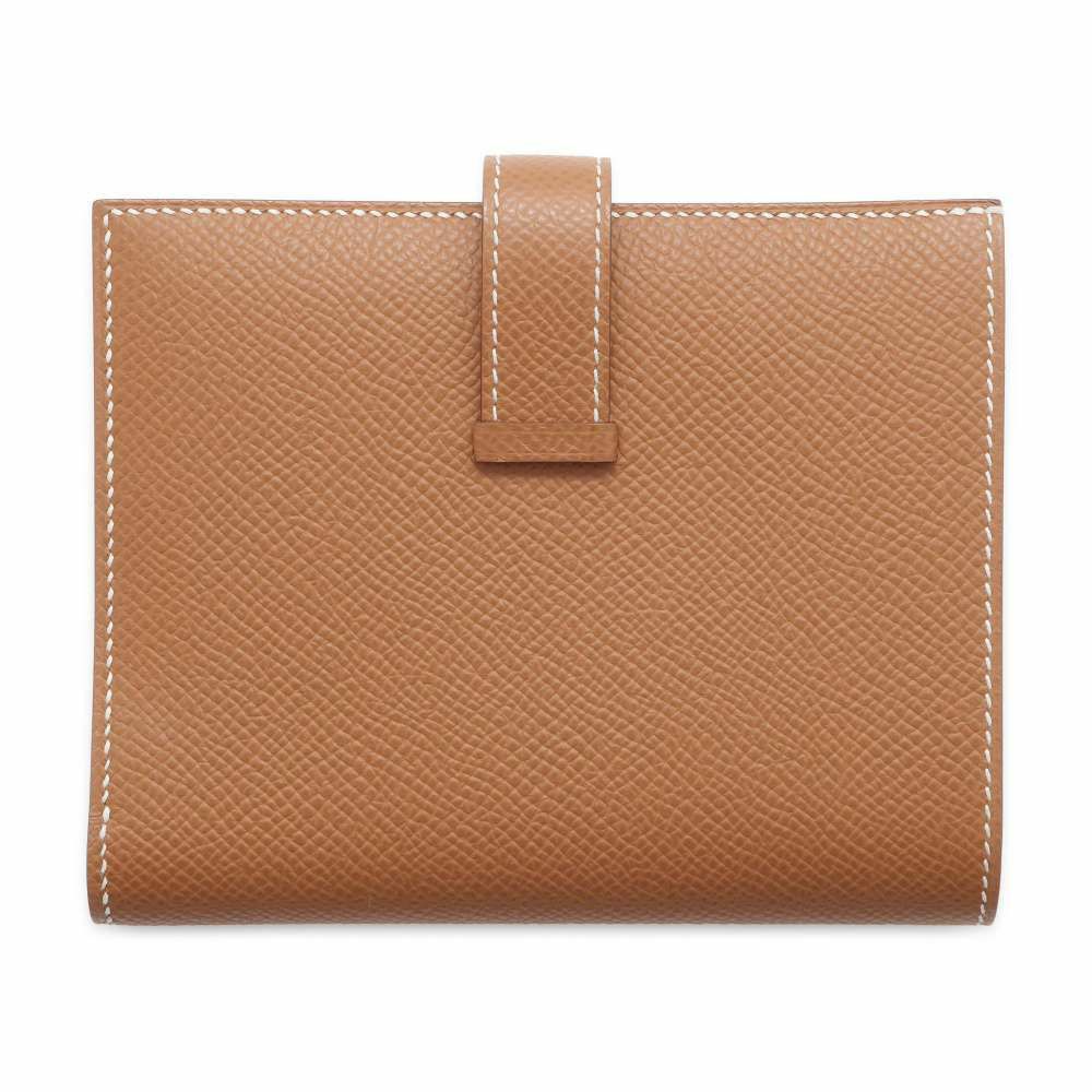 エルメス 二つ折り財布 ベアンコンパクト ゴールド/シルバー金具 ヴォーエプソン U刻印 財布