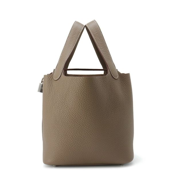 エルメス ハンドバッグ ピコタンロックPM エトゥープ/シルバー金具 トリヨンクレマンス W刻印