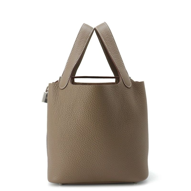 エルメス ハンドバッグ ピコタンロックPM エトゥープ/シルバー金具 トリヨンクレマンス W刻印