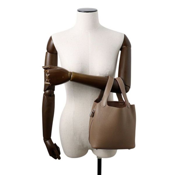 エルメス ハンドバッグ ピコタンロックPM エトゥープ/シルバー金具 トリヨンクレマンス W刻印