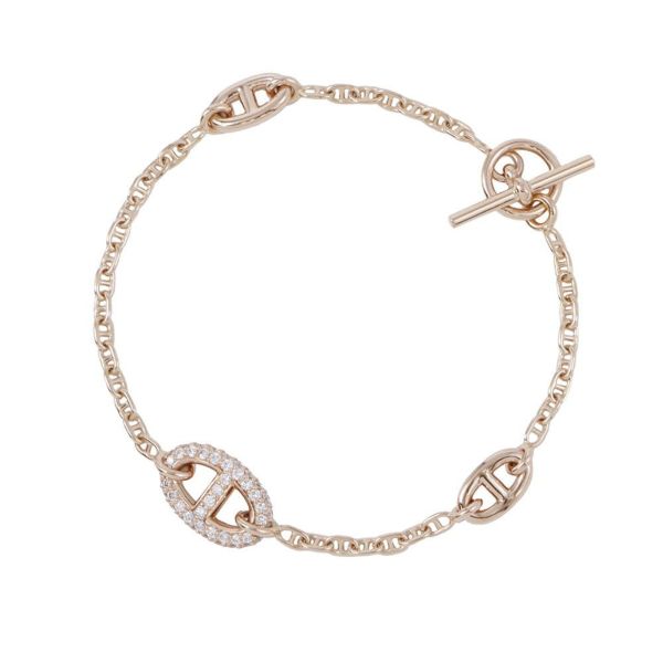 エルメス ブレスレット シェーヌダンクル ファランドール ダイヤモンド K18PGピンクゴールド サイズSH HERMES ジュエリー