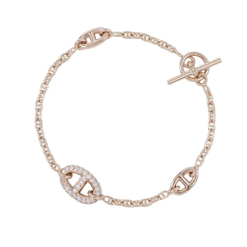 エルメス ブレスレット シェーヌダンクル ファランドール ダイヤモンド K18PGピンクゴールド サイズSH HERMES ジュエリー