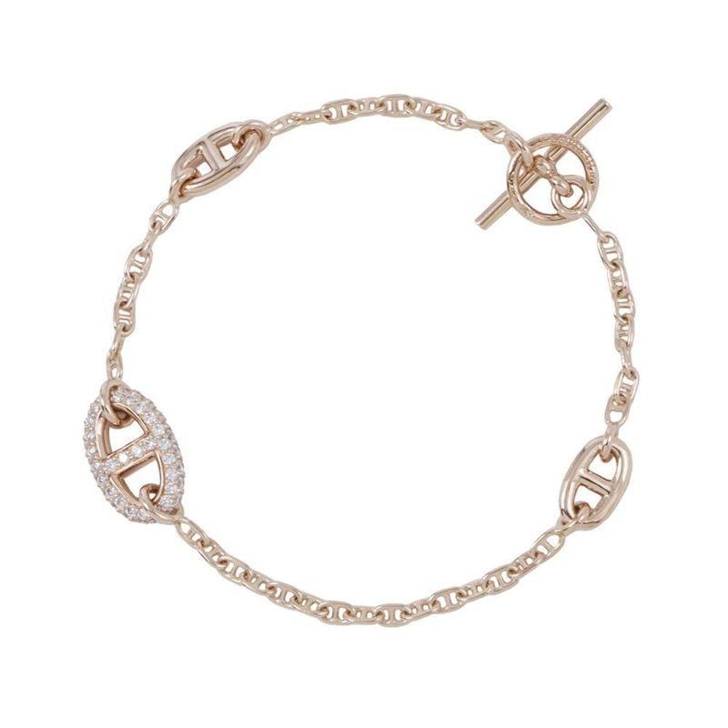 エルメス ブレスレット シェーヌダンクル ファランドール ダイヤモンド K18PGピンクゴールド サイズSH HERMES ジュエリー
