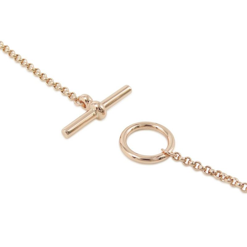 エルメス ネックレス エルメス・クルー・ドゥ・H 2チェーン ダイヤ 24P 0.15ct K18PGピンクゴールド HERMES スタッド ペンダント