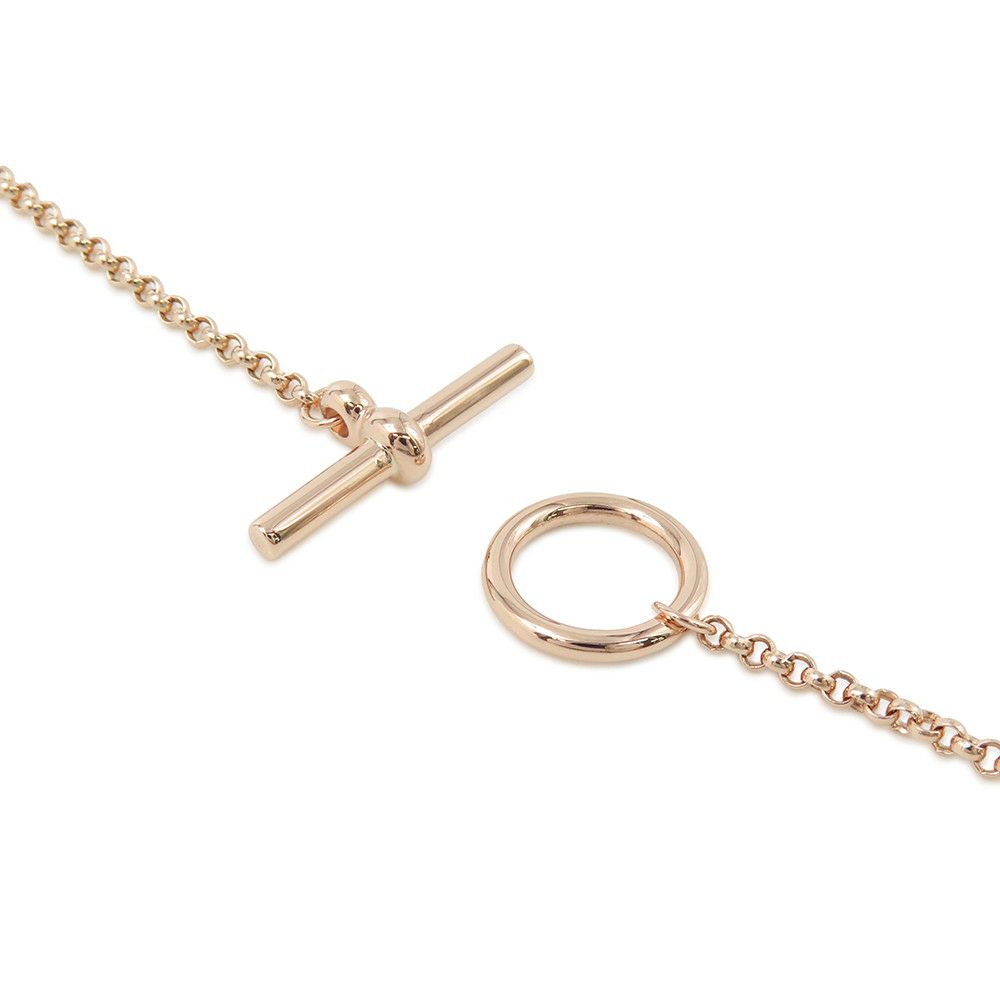 エルメス ネックレス エルメス・クルー・ドゥ・H 2チェーン ダイヤ 24P 0.15ct K18PGピンクゴールド HERMES スタッド ペンダント