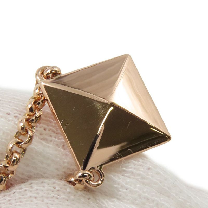 エルメス ネックレス エルメス・クルー・ドゥ・H 2チェーン ダイヤ 24P 0.15ct K18PGピンクゴールド HERMES スタッド ペンダント