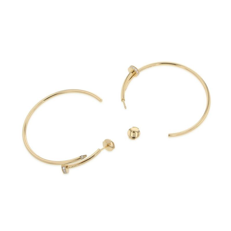 カルティエ ピアス ジュスト アン クル フープ イヤリング ラージモデル ダイヤモンド 28P 計0.17ct K18YG B8301225 フープピアス