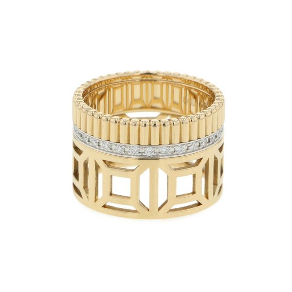 ブシュロン リング キャトル ラディアント オープンワーク リング ダイヤモンド 33P 計0.29ct K18YG/K18WG サイズ51 JRG03013