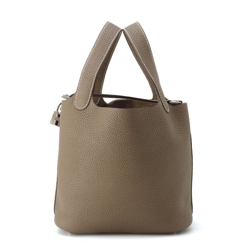 エルメス ハンドバッグ ピコタンロックPM エトゥープ/シルバー金具 トリヨンクレマンス U刻印