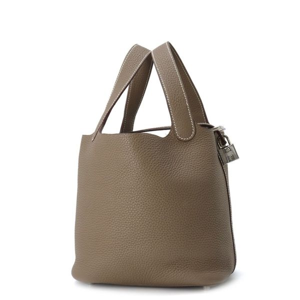 エルメス ハンドバッグ ピコタンロックPM エトゥープ/シルバー金具 トリヨンクレマンス U刻印