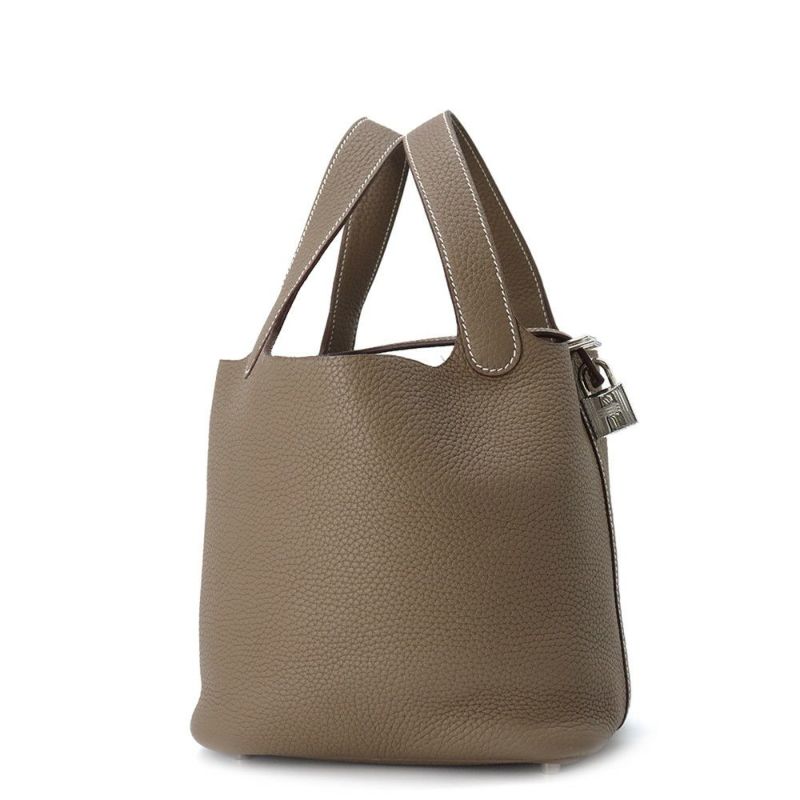 エルメス ハンドバッグ ピコタンロックPM エトゥープ/シルバー金具 トリヨンクレマンス U刻印