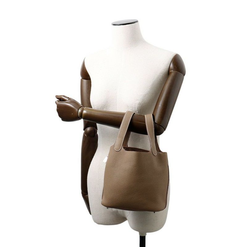 エルメス ハンドバッグ ピコタンロックPM エトゥープ/シルバー金具 トリヨンクレマンス U刻印