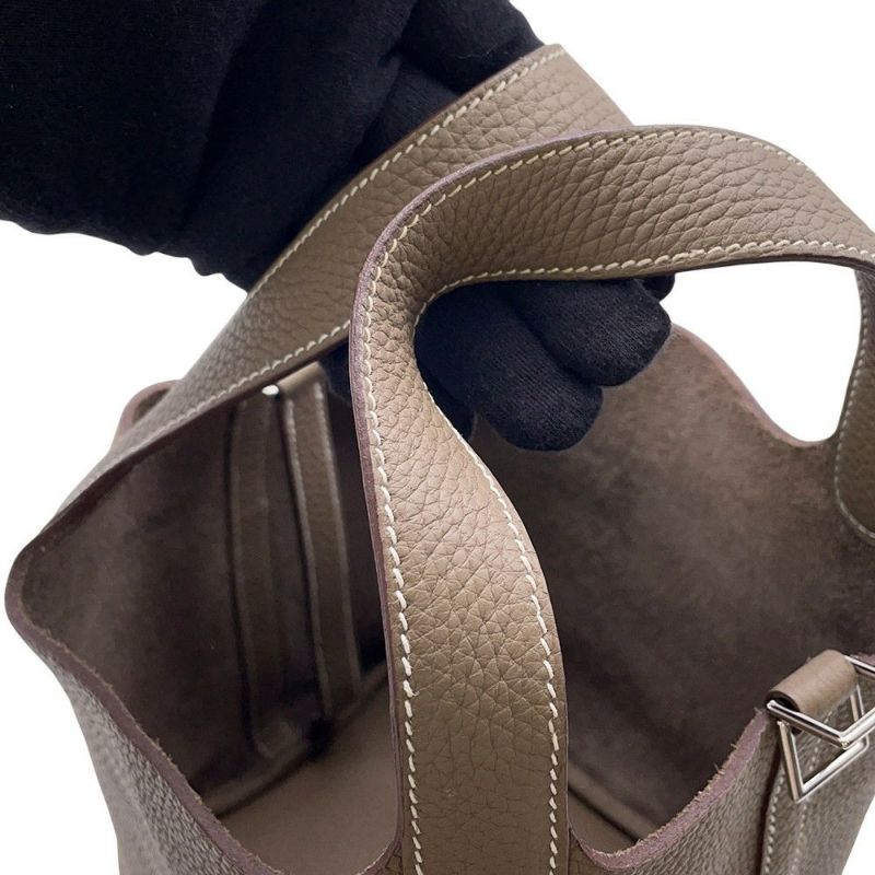 エルメス ハンドバッグ ピコタンロックPM エトゥープ/シルバー金具 トリヨンクレマンス U刻印