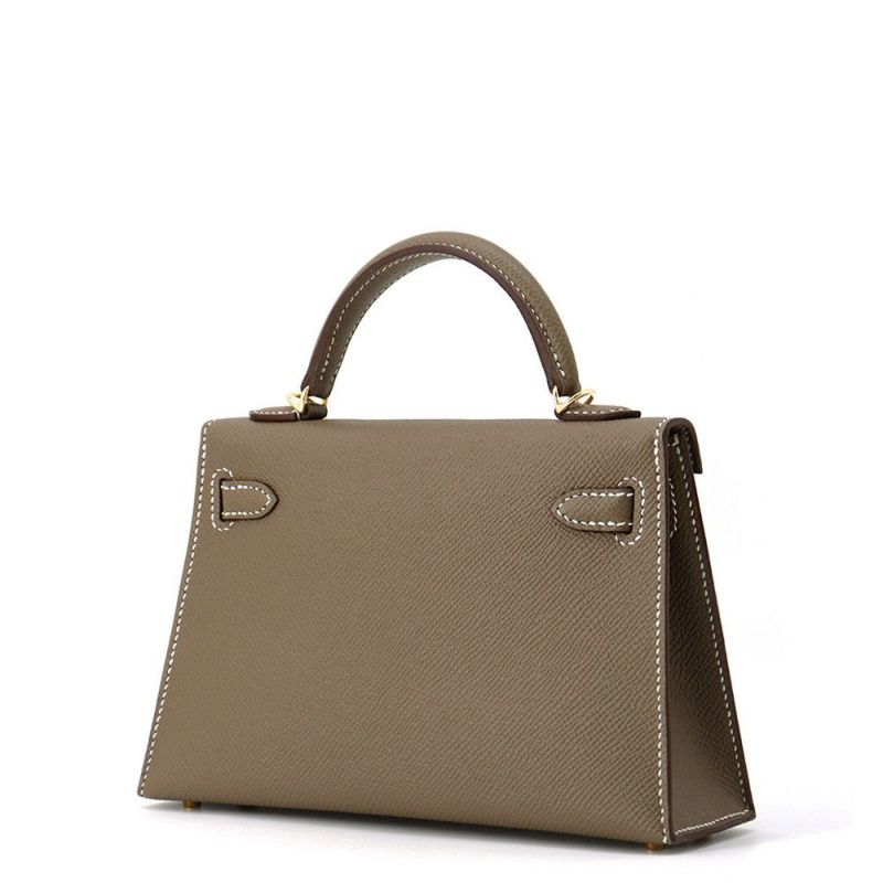 エルメス ハンドバッグ ミニケリー2 外縫い エトゥープ/ゴールド金具 エプソン W刻印 2wayショルダー